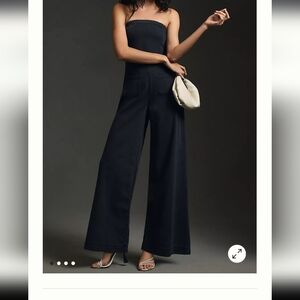 Pilcro Strapless Polished Wide-Leg Denim Jumpsuit